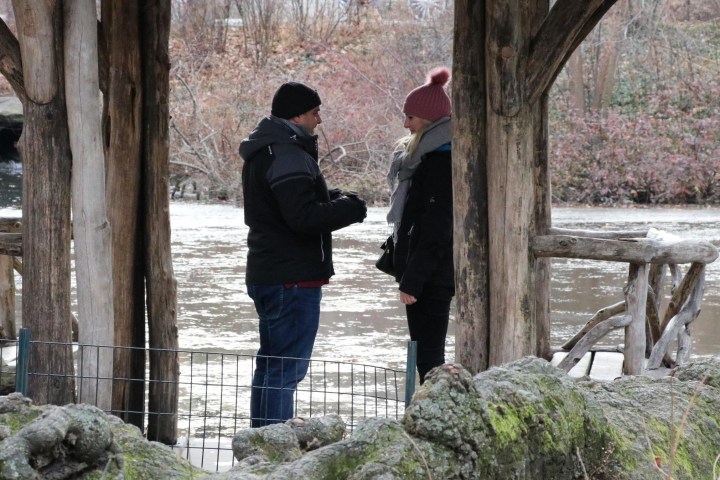 A couple in near the water